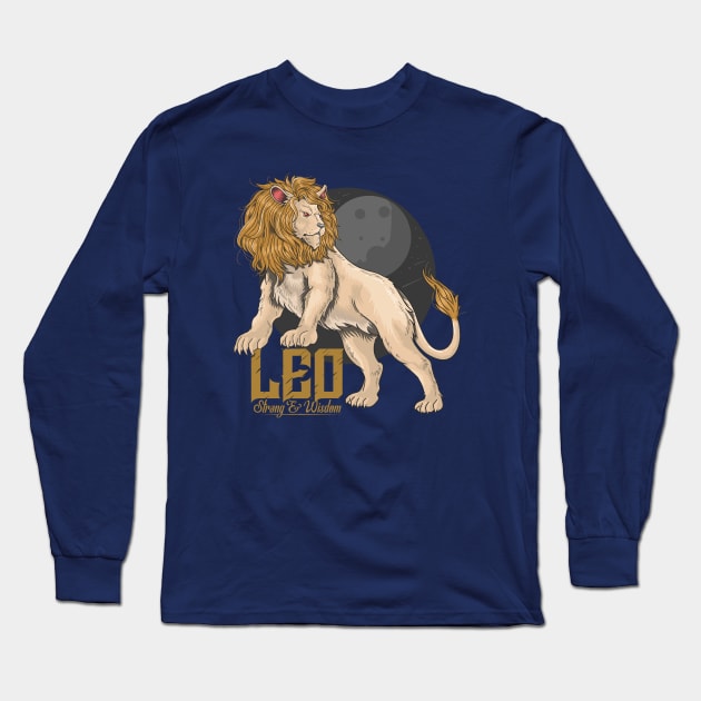 lion leo strong wisdom Long Sleeve T-Shirt by Mako Design 